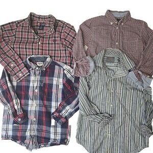 Boys Button Up Shirts Size 6 Plaid Chekered Long Sleeve Bundle/Lot of FOUR